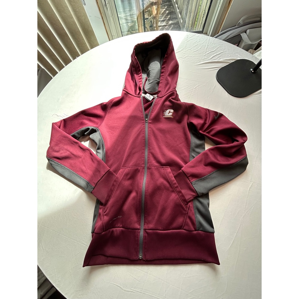 Nike Therma-FIT Hoodie Mens Small Maroon Grey Full Zip Central Michigan CMU